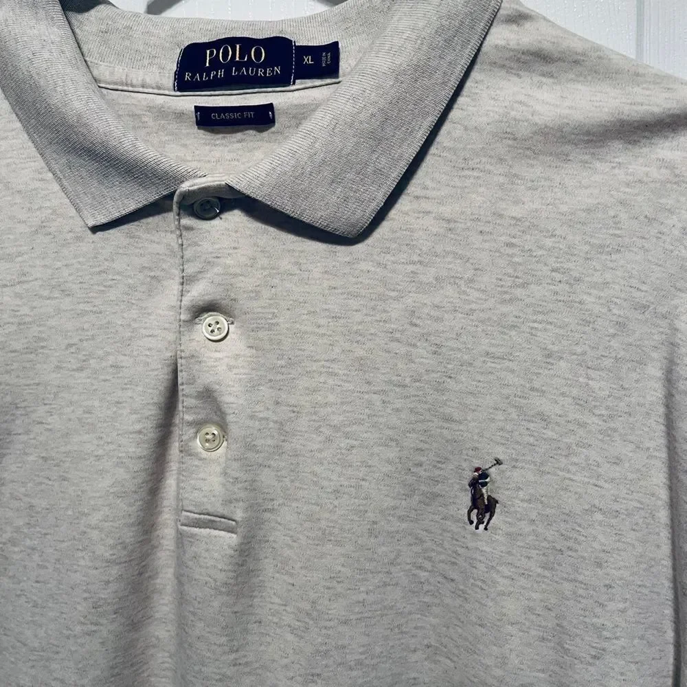 Polo Ralph‎ Lauren Mens Size XL Short Sleeve Polo Shirt Oatmeal Classic Fit
